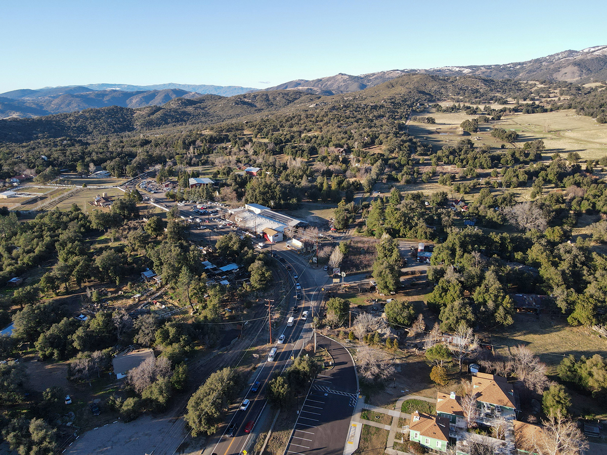 Aerial view of valley with small town Julian