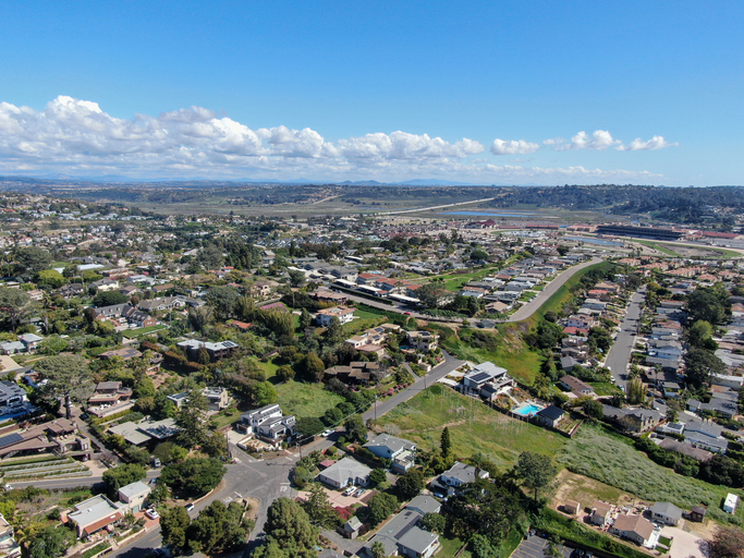 Aerial view of Solana Beach, coastal city in San Diego County, California. USA